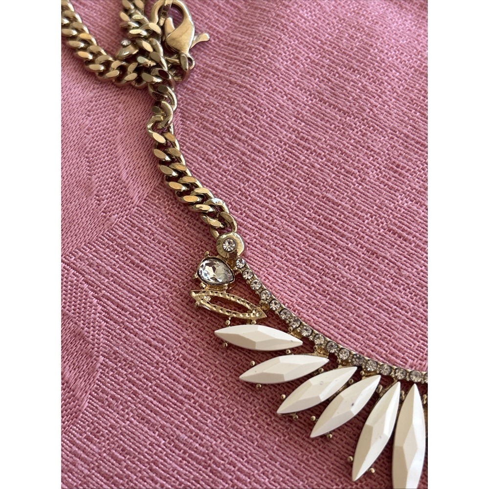 Henri Mendel Statement Necklace Gold Toned & Cream Color 17" Missing 2 Stones - Picture 7 of 8